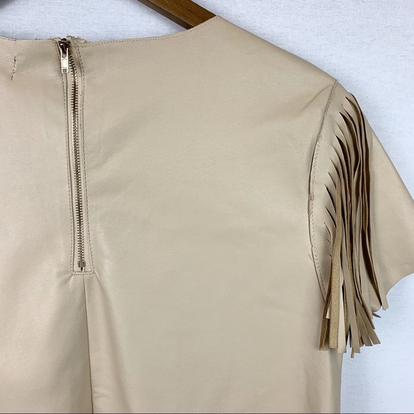 English Rose Vegan Leather Fringed Zip Back Shirt - Picture 6 of 8